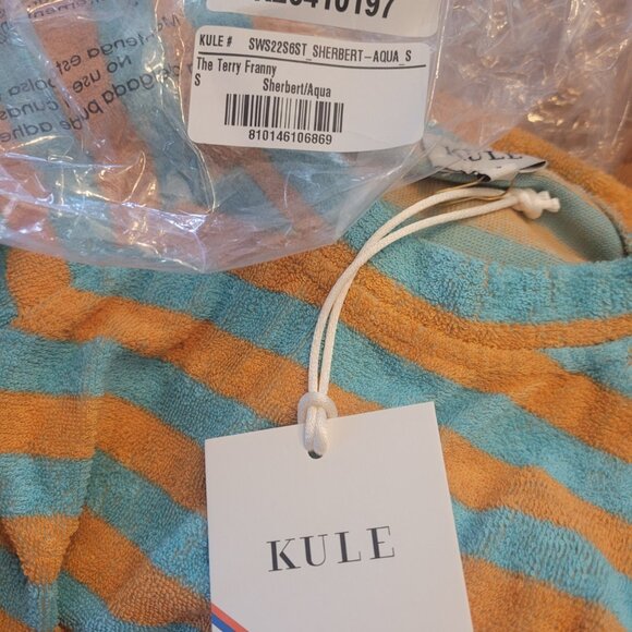 NWT KULE The Terry Franny Ladies Sweatshirt in Sherbet/Aqua Size S - Picture 3 of 4